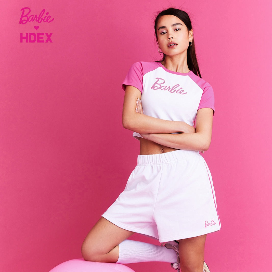 HDEX x Barbie 聯名系列落肩短袖上衣 白色