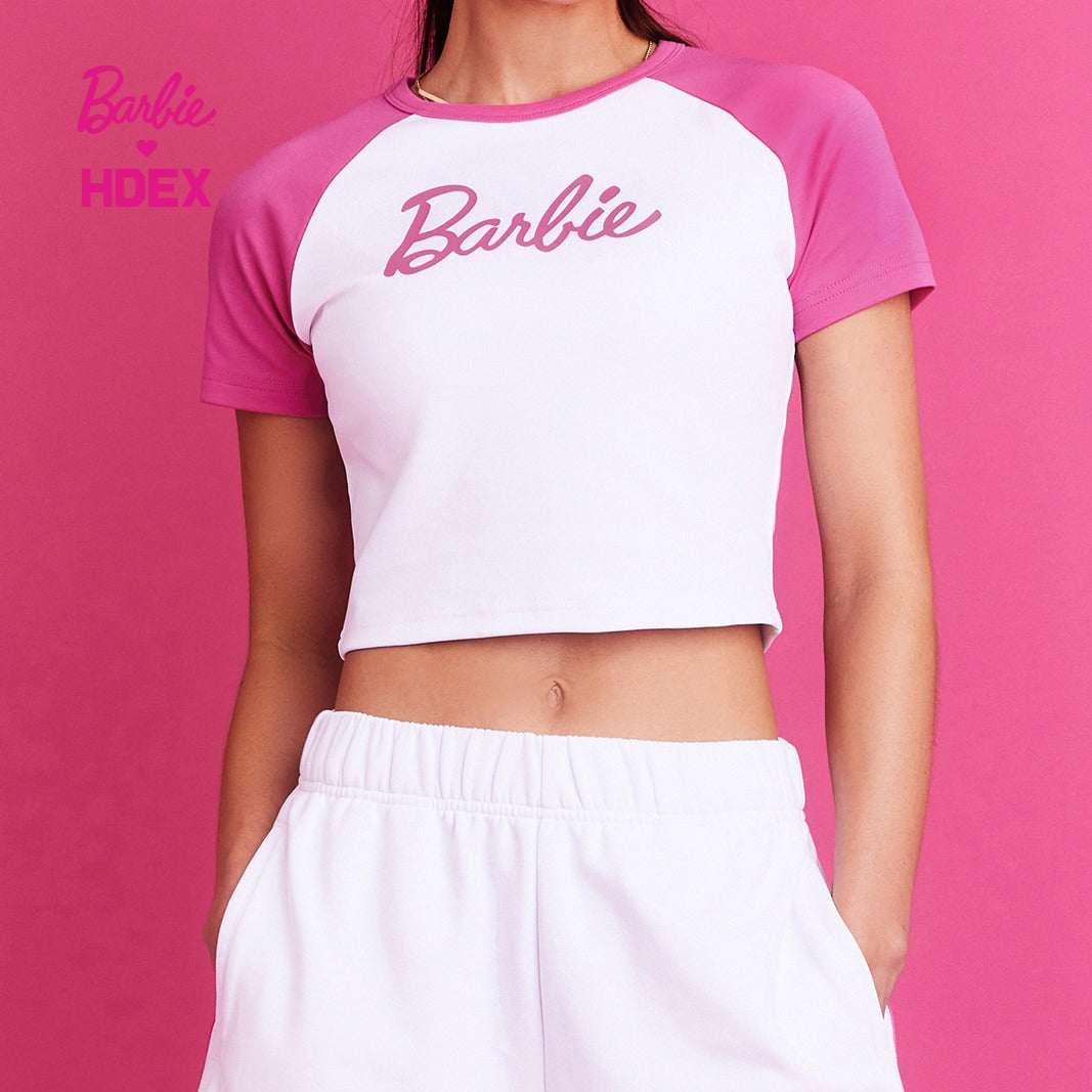 HDEX x Barbie 聯名系列落肩短袖上衣 白色