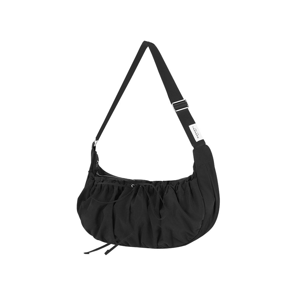 【MARHEN.J】Plie Large 黑色蝴蝶結抓皺半月包