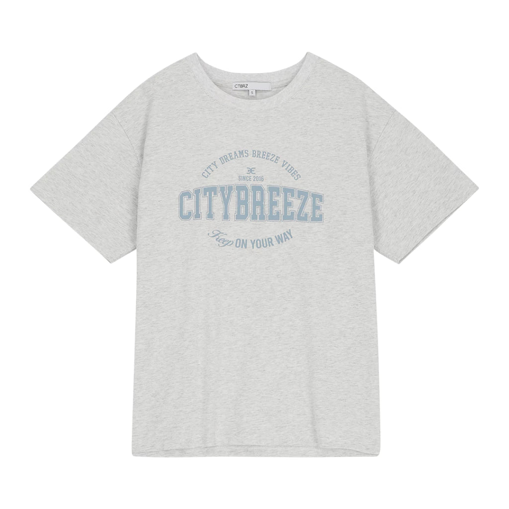 CITYBREEZE 簡約文字印花短袖上衣(男女同款) 米白色