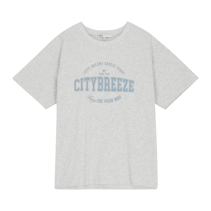 CITYBREEZE 簡約文字印花短袖上衣(男女同款) 米白色