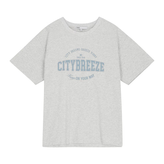 CITYBREEZE 簡約文字印花短袖上衣(男女同款) 米白色