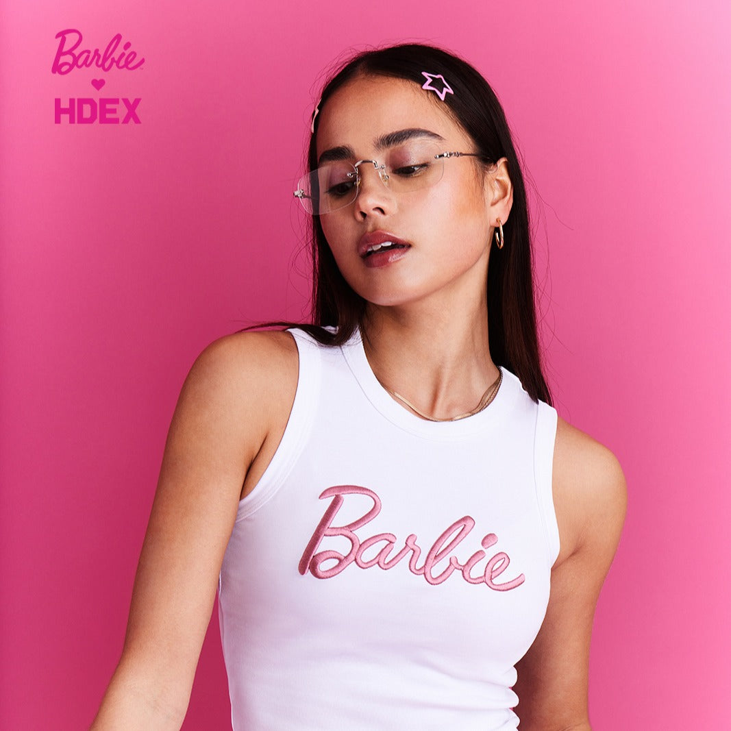 HDEX x Barbie聯名系列立體刺繡運動背心 白色