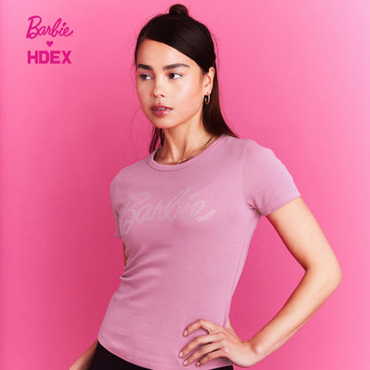 HDEX x Barbie 聯名系列閃亮短袖上衣 粉色