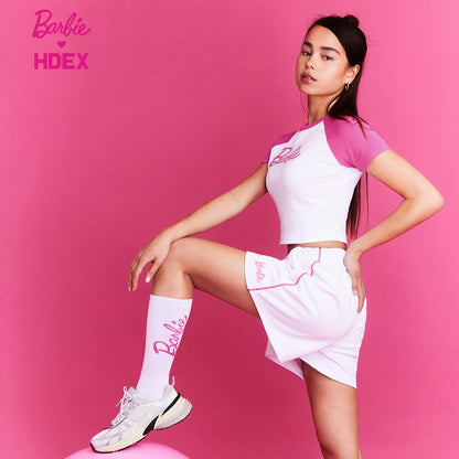 HDEX x Barbie 聯名系列落肩短袖上衣 白色