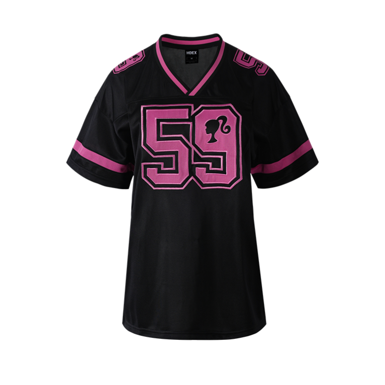 HDEX x Barbie 聯名系列 Football Overfit短袖運動上衣 黑色