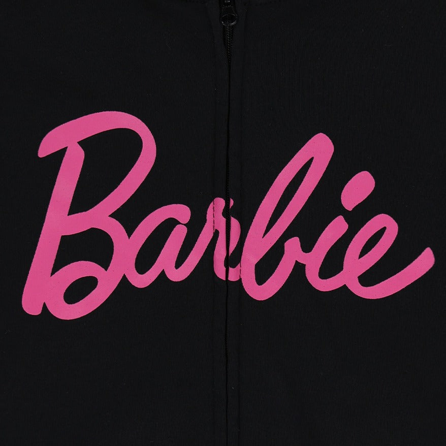 HDEX x Barbie 聯名系列Logo印花拉鍊連帽上衣 黑色