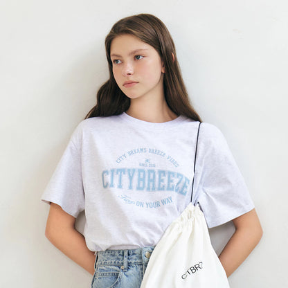 CITYBREEZE 簡約文字印花短袖上衣(男女同款) 米白色