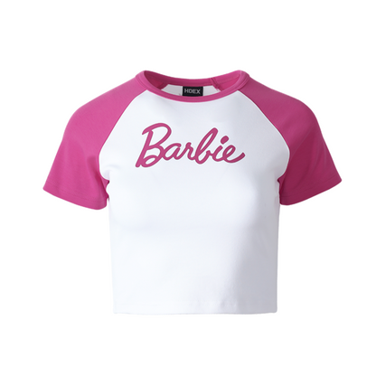 HDEX x Barbie 聯名系列落肩短袖上衣 白色
