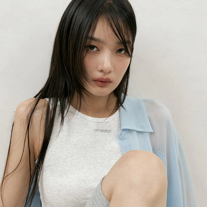 CITYBREEZE 百搭基本款無袖背心 花灰色