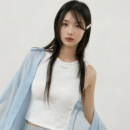 CITYBREEZE 百搭基本款無袖背心 花灰色