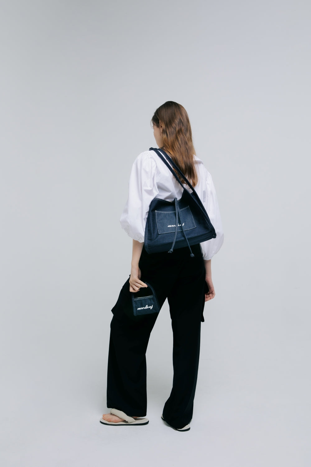 【MARHEN.J】JEANS 蝴蝶結牛仔帆布托特包