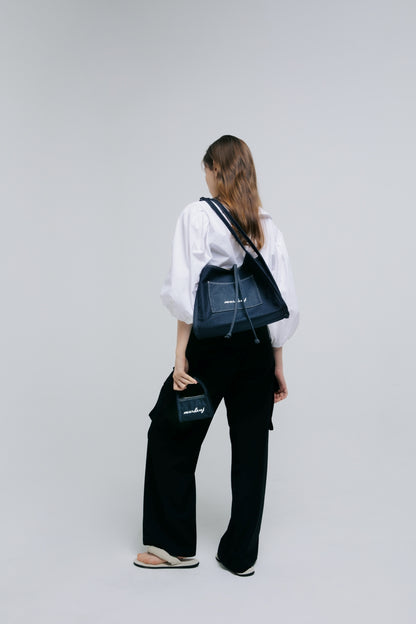 【MARHEN.J】JEANS 蝴蝶結牛仔帆布托特包