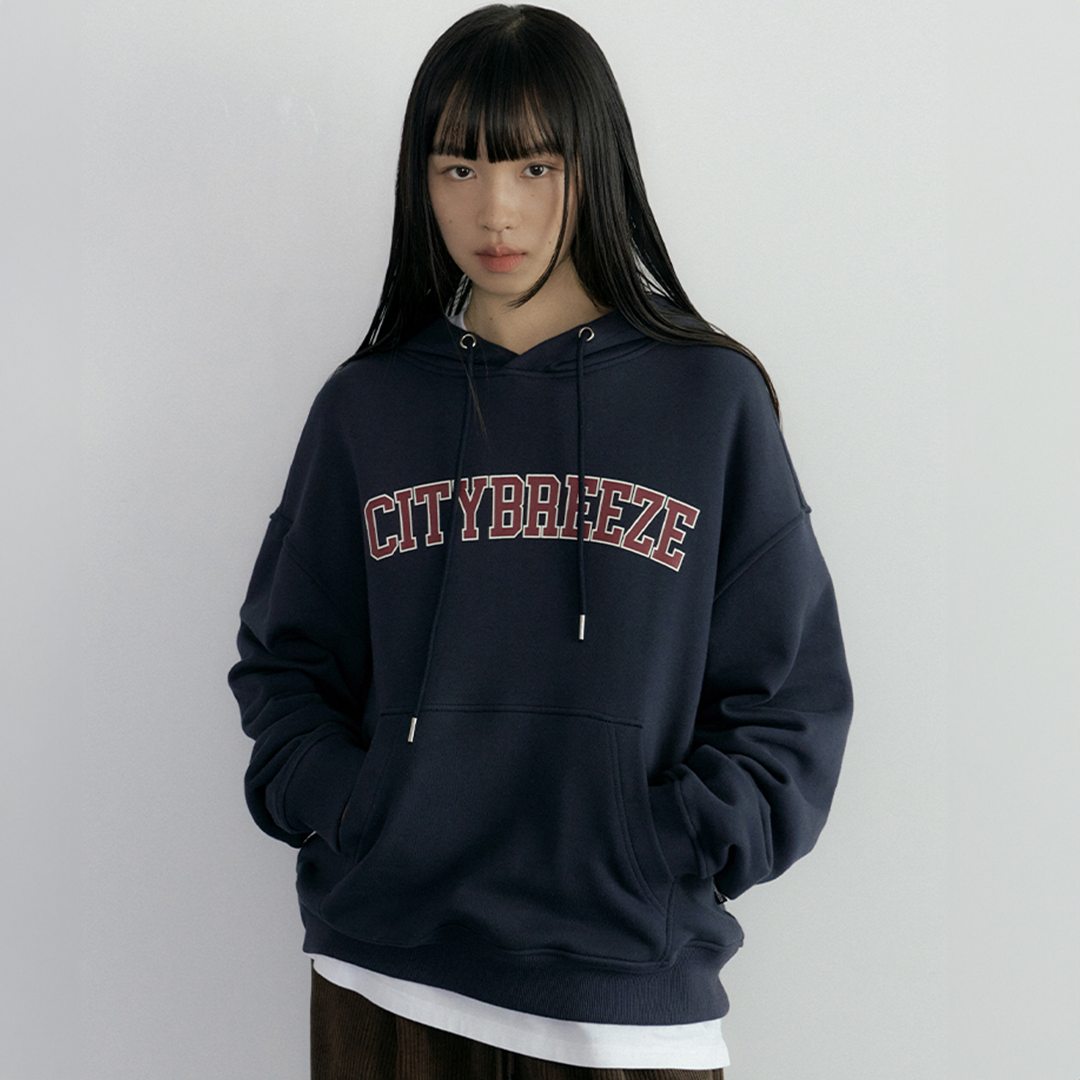 CITYBREEZE 百搭基本款長袖帽T 深藍色