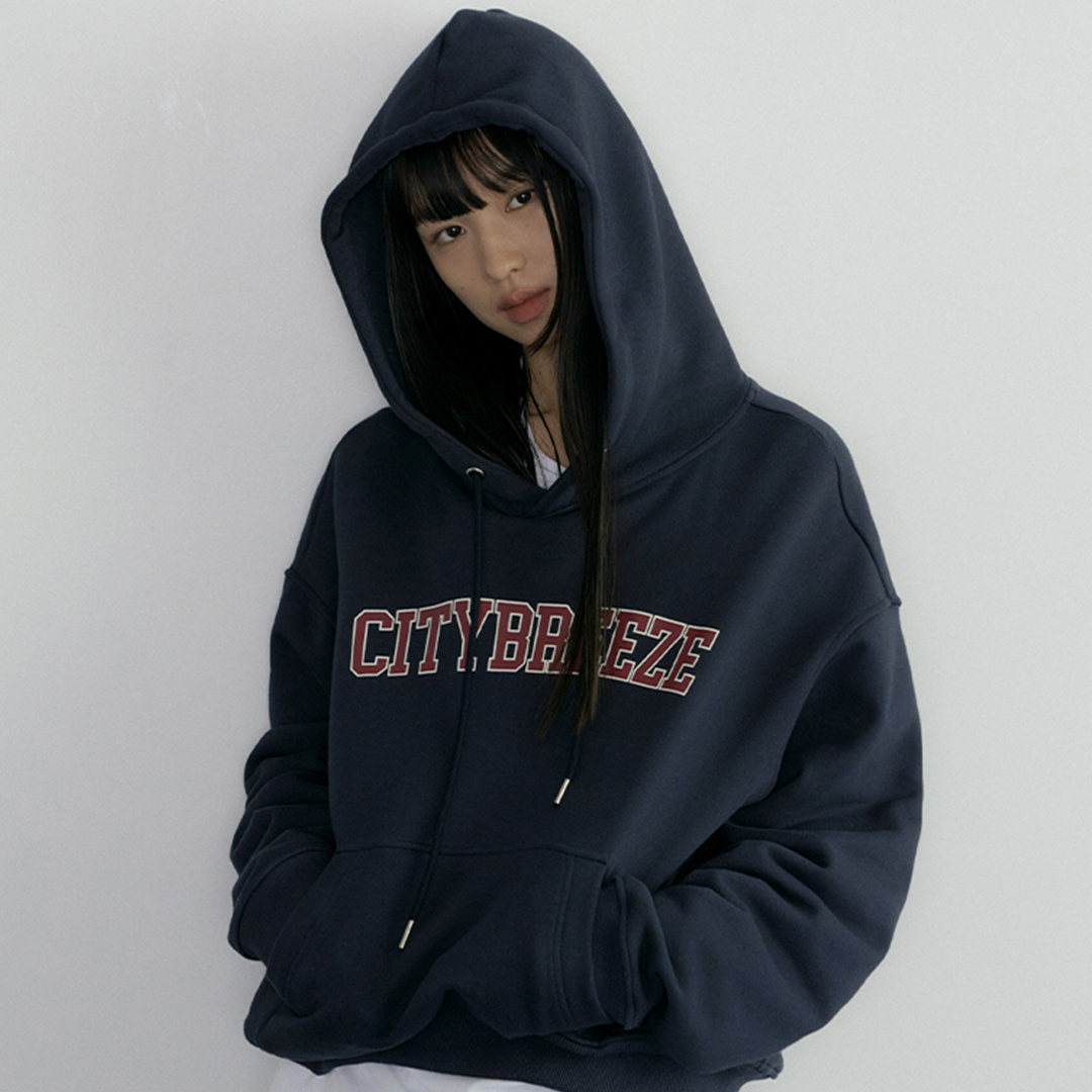 CITYBREEZE 百搭基本款長袖帽T 深藍色