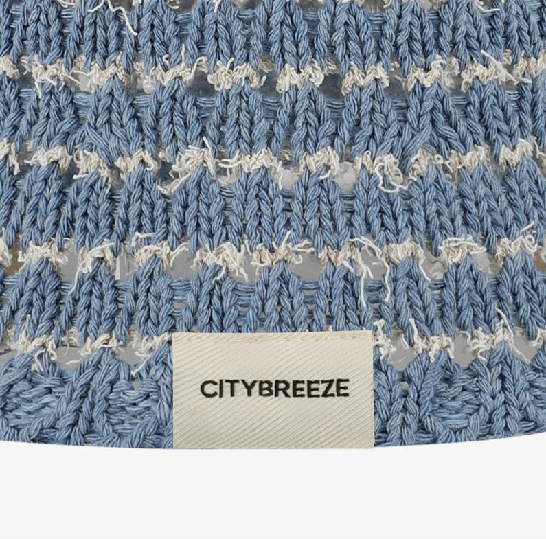 CITYBREEZE 雙色鏤空編織漁夫帽 藍色