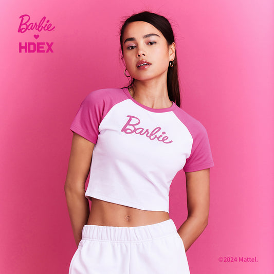 HDEX x Barbie 聯名系列落肩短袖上衣 白色
