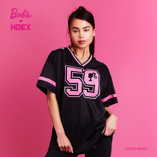 HDEX x Barbie 聯名系列 Football Overfit短袖運動上衣 黑色