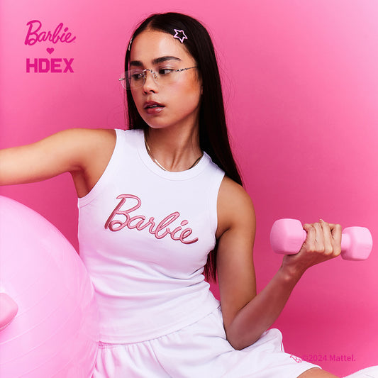 HDEX x Barbie聯名系列立體刺繡運動背心 白色