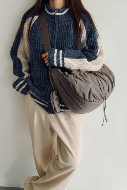 【MARHEN.J】Plie Large 灰色蝴蝶結抓皺半月包