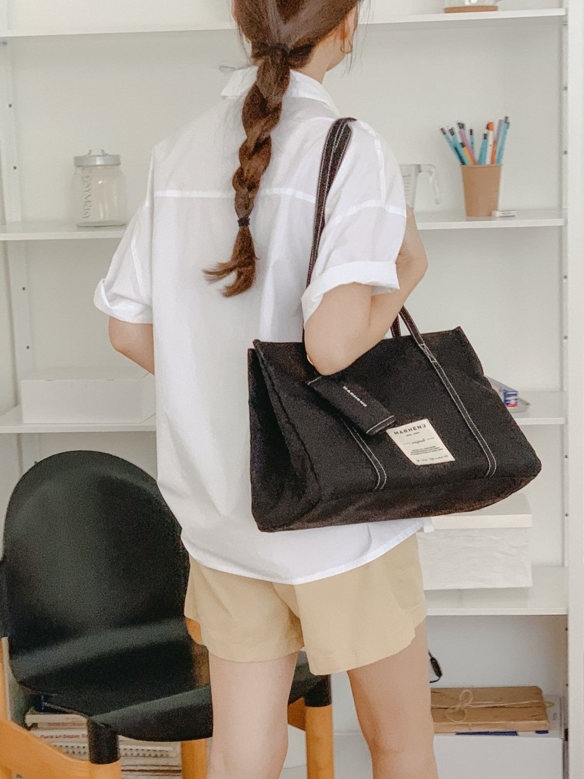 【MARHEN.J】Lavie 黑色帆布托特包