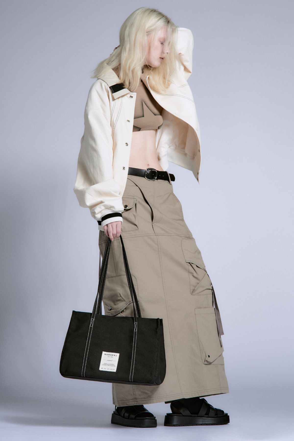 【MARHEN.J】Lavie 黑色帆布托特包