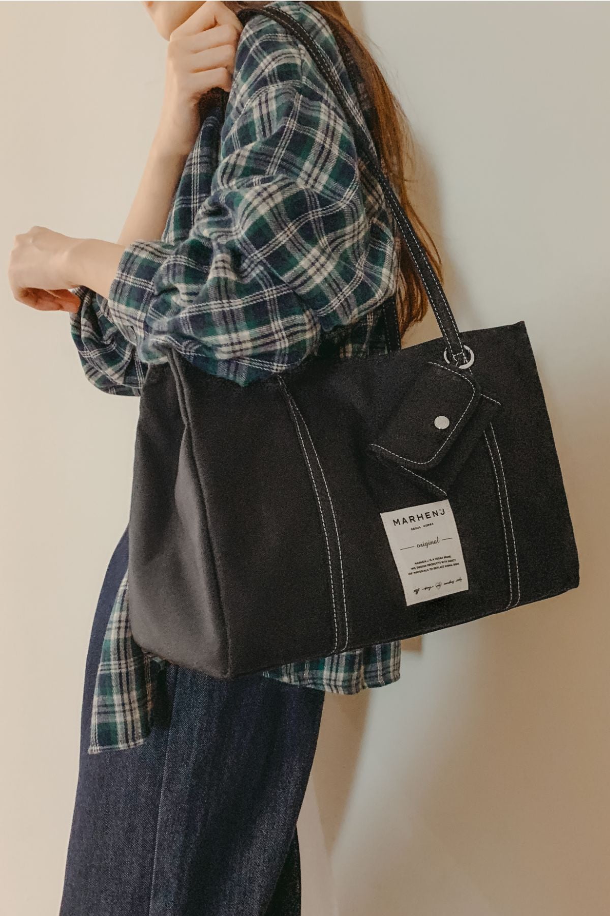 【MARHEN.J】Lavie 黑色帆布托特包