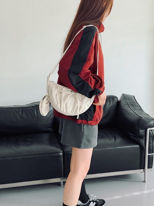 【MARHEN.J】Plie 米白色蝴蝶結抓皺半月包