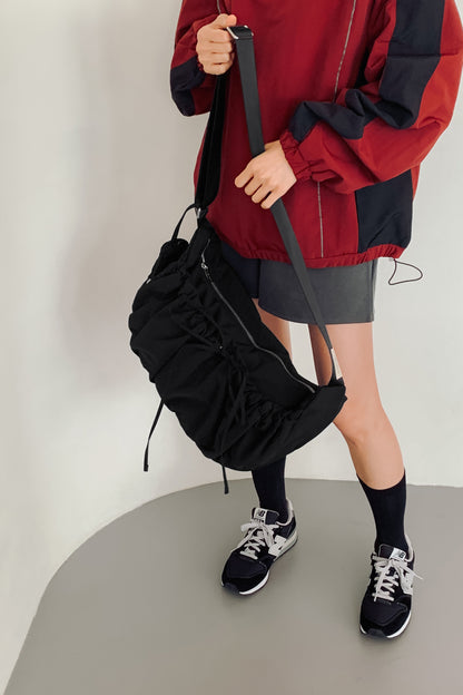 【MARHEN.J】Plie Large 黑色蝴蝶結抓皺半月包